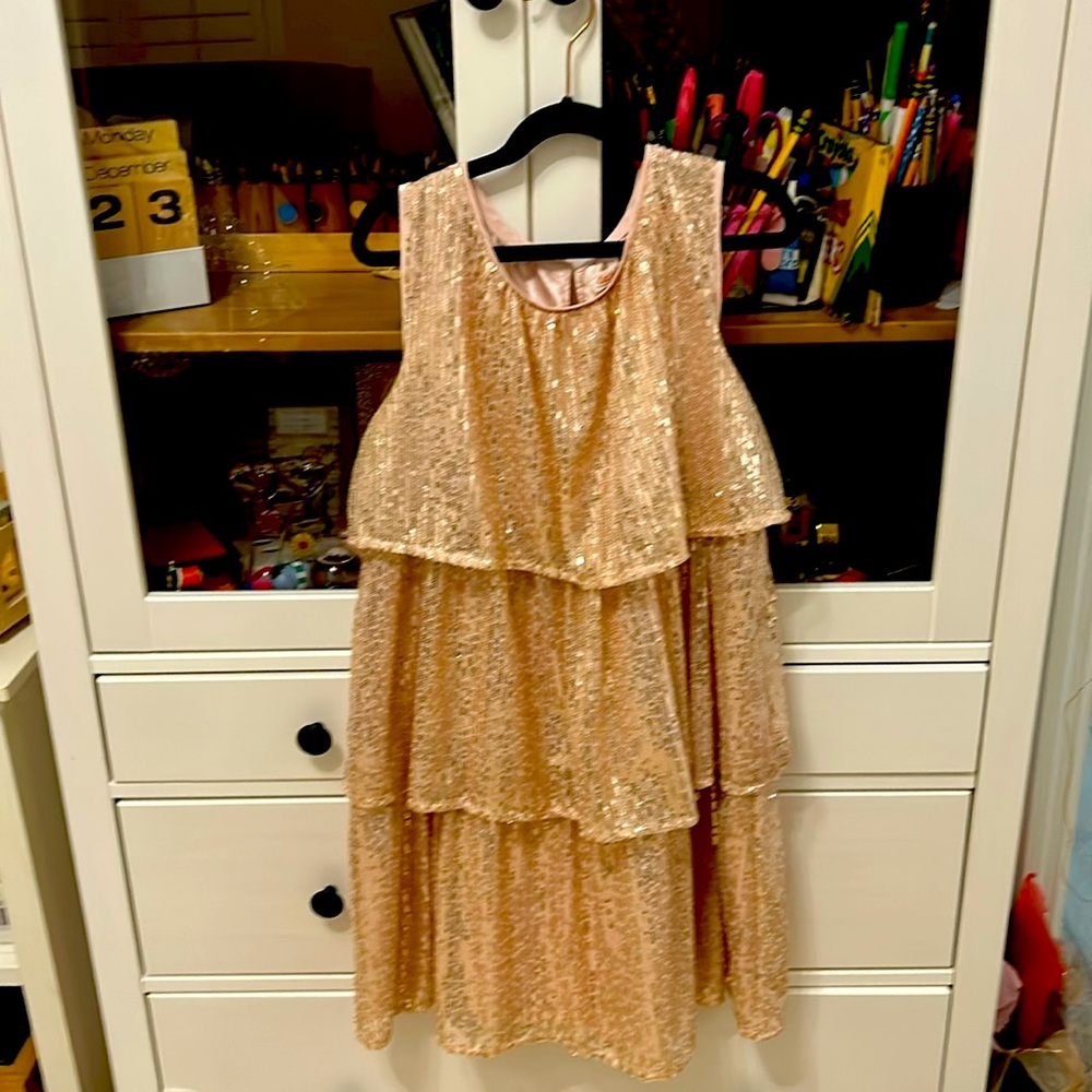 Cat & Jack Girls Gold Sequin dress L 10/12